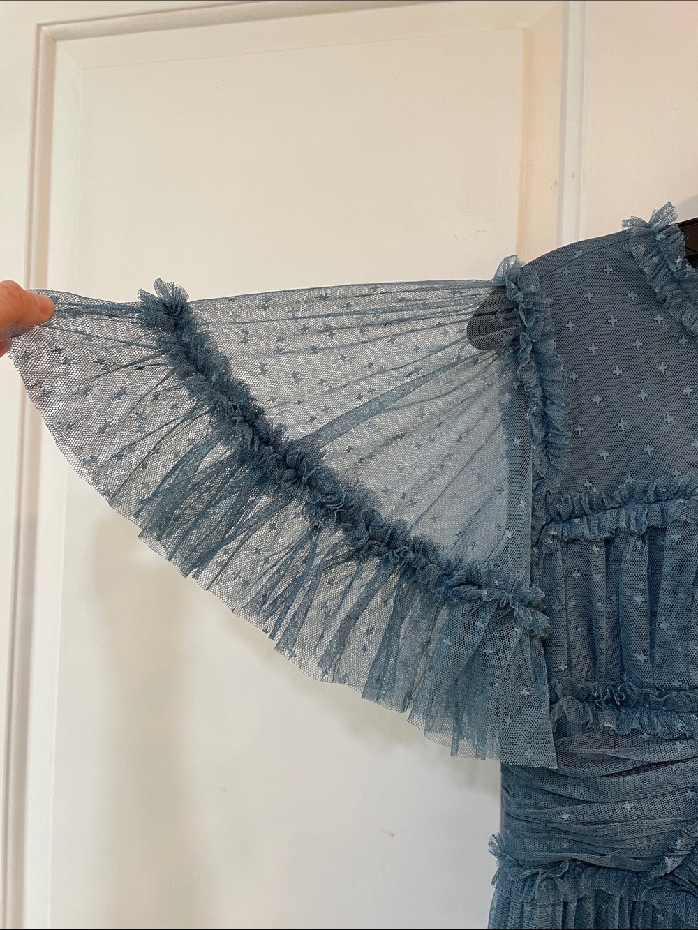 Ivy City Co Dusty Blue Ruffle Tulle Dress - Picture 3 of 17